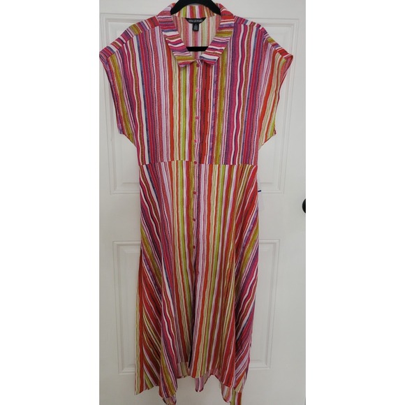 Nina Leonard Printed Button Down Dress with Collar Size XL Multicolor - Picture 9 of 9